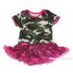 Camouflage Baby Bodysuit Bling Hot Pink Sequins Pettiskirt JS4684